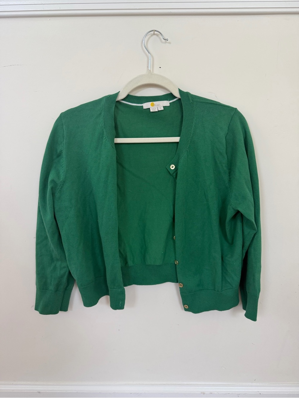 Boden Green Crewneck Cardigan Sweater